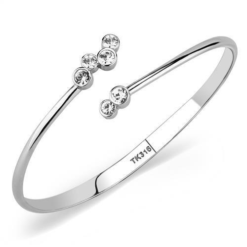 MATK3067 - High polished (no plating) Stainless Steel Bangle with Top Grade Crystal  in Clear