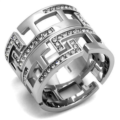 MATK3105 - High polished (no plating) Stainless Steel Ring with Top Grade Crystal  in Clear