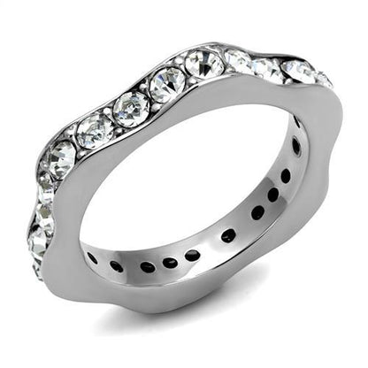 MATK3106 - High polished (no plating) Stainless Steel Ring with Top Grade Crystal  in Clear