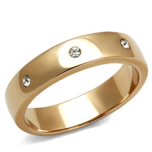MATK3107 - IP Rose Gold(Ion Plating) Stainless Steel Ring with Top Grade Crystal  in Clear