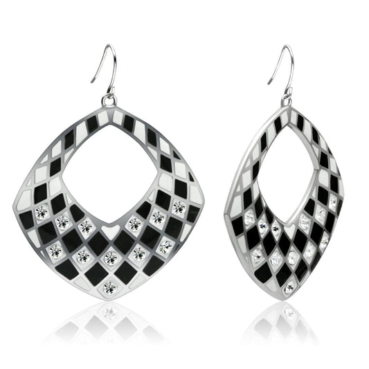 MATK310 - High polished (no plating) Stainless Steel Earrings with Top Grade Crystal  in Clear