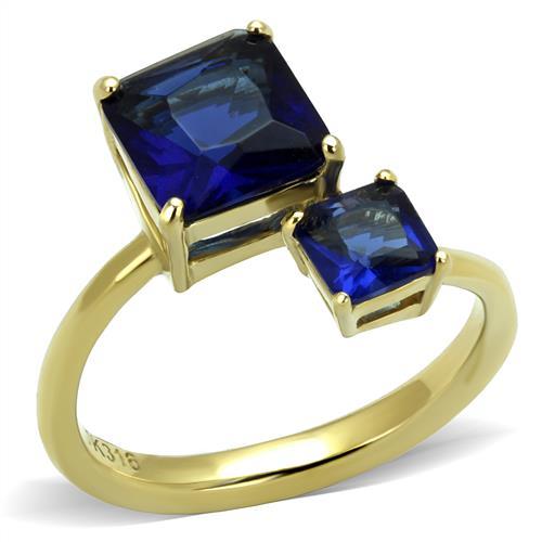 MATK3110 - IP Gold(Ion Plating) Stainless Steel Ring with Synthetic Synthetic Glass in Montana