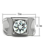 MATK311 - High polished (no plating) Stainless Steel Ring with AAA Grade CZ  in Clear