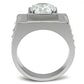 MATK311 - High polished (no plating) Stainless Steel Ring with AAA Grade CZ  in Clear