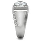 MATK311 - High polished (no plating) Stainless Steel Ring with AAA Grade CZ  in Clear