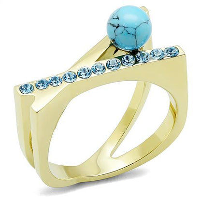 MATK3130 - IP Gold(Ion Plating) Stainless Steel Ring with Synthetic Turquoise in Turquoise