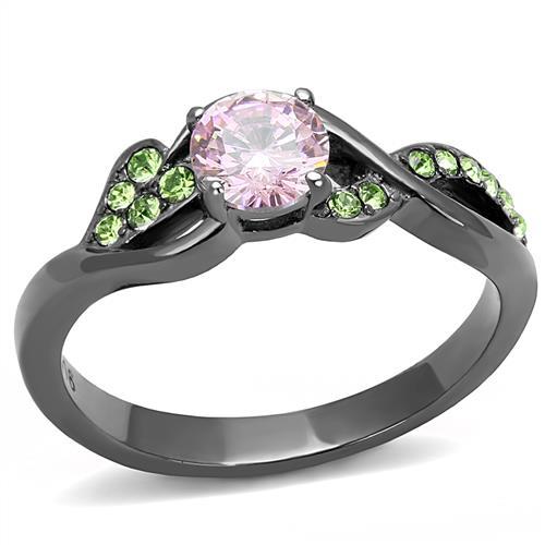 MATK3132 - IP Light Black  (IP Gun) Stainless Steel Ring with AAA Grade CZ  in Rose