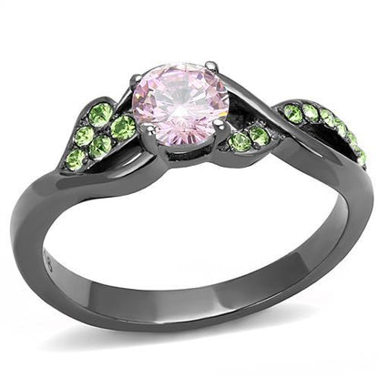 MATK3132 - IP Light Black  (IP Gun) Stainless Steel Ring with AAA Grade CZ  in Rose