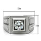 MATK313 - High polished (no plating) Stainless Steel Ring with AAA Grade CZ  in Clear