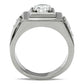 MATK313 - High polished (no plating) Stainless Steel Ring with AAA Grade CZ  in Clear