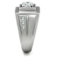 MATK313 - High polished (no plating) Stainless Steel Ring with AAA Grade CZ  in Clear