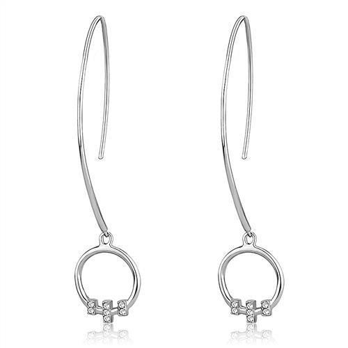 MATK3146 - High polished (no plating) Stainless Steel Earrings with Top Grade Crystal  in Clear