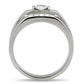 MATK314 - High polished (no plating) Stainless Steel Ring with AAA Grade CZ  in Clear