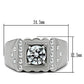 MATK315 - High polished (no plating) Stainless Steel Ring with AAA Grade CZ  in Clear