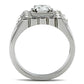 MATK315 - High polished (no plating) Stainless Steel Ring with AAA Grade CZ  in Clear