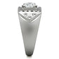 MATK315 - High polished (no plating) Stainless Steel Ring with AAA Grade CZ  in Clear