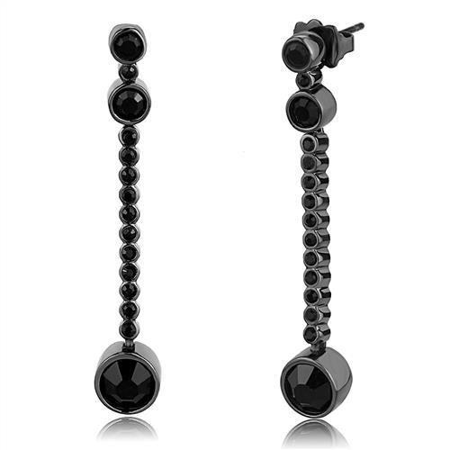MATK3162 - IP Light Black  (IP Gun) Stainless Steel Earrings with Top Grade Crystal  in Jet