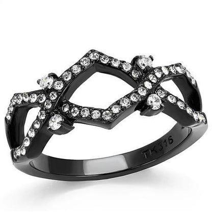 MATK3165 - IP Black(Ion Plating) Stainless Steel Ring with AAA Grade CZ  in Clear