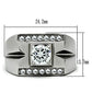 MATK316 - High polished (no plating) Stainless Steel Ring with AAA Grade CZ  in Clear