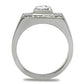 MATK316 - High polished (no plating) Stainless Steel Ring with AAA Grade CZ  in Clear
