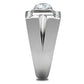 MATK316 - High polished (no plating) Stainless Steel Ring with AAA Grade CZ  in Clear