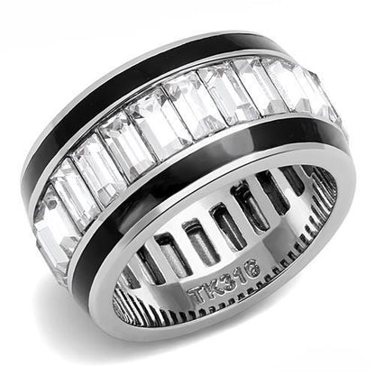 MATK3173 - High polished (no plating) Stainless Steel Ring with Top Grade Crystal  in Clear