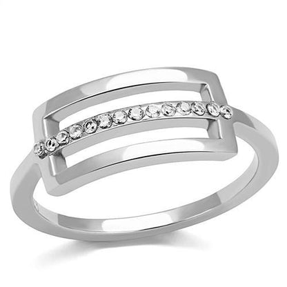 MATK3177 - High polished (no plating) Stainless Steel Ring with AAA Grade CZ  in Clear