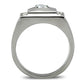 MATK317 - High polished (no plating) Stainless Steel Ring with AAA Grade CZ  in Clear