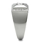 MATK317 - High polished (no plating) Stainless Steel Ring with AAA Grade CZ  in Clear