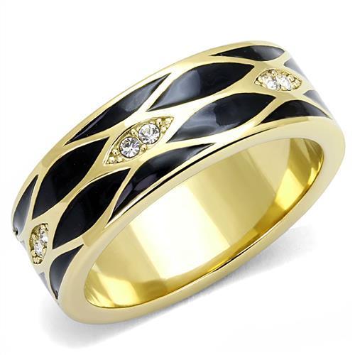 MATK3182 - IP Gold(Ion Plating) Stainless Steel Ring with Top Grade Crystal  in Clear