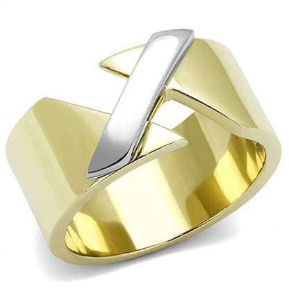MATK3184 - Two-Tone IP Gold (Ion Plating) Stainless Steel Ring with No Stone