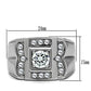 MATK318 - High polished (no plating) Stainless Steel Ring with AAA Grade CZ  in Clear