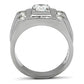 MATK318 - High polished (no plating) Stainless Steel Ring with AAA Grade CZ  in Clear