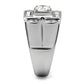 MATK318 - High polished (no plating) Stainless Steel Ring with AAA Grade CZ  in Clear