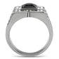 MATK320 - High polished (no plating) Stainless Steel Ring with Synthetic Synthetic Glass in Jet