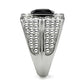 MATK320 - High polished (no plating) Stainless Steel Ring with Synthetic Synthetic Glass in Jet