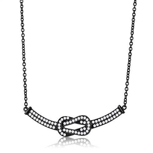 MATK3219 - IP Black(Ion Plating) Stainless Steel Chain Pendant with AAA Grade CZ  in Clear