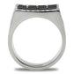 MATK321 - High polished (no plating) Stainless Steel Ring with Top Grade Crystal  in Jet