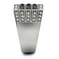 MATK321 - High polished (no plating) Stainless Steel Ring with Top Grade Crystal  in Jet