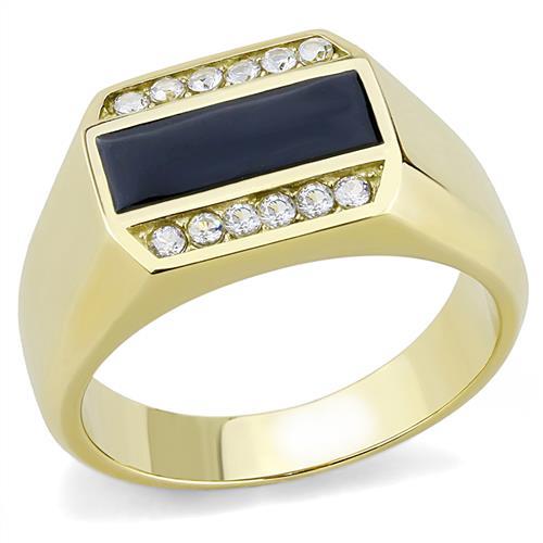 MATK3222 - IP Gold(Ion Plating) Stainless Steel Ring with AAA Grade CZ  in Clear
