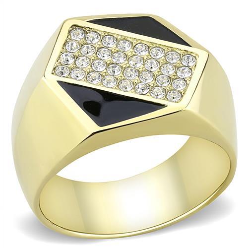 MATK3224 - IP Gold(Ion Plating) Stainless Steel Ring with Top Grade Crystal  in Clear
