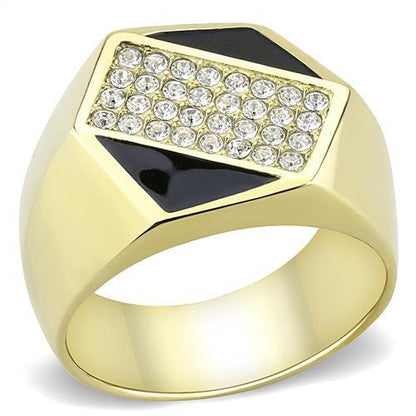 MATK3224 - IP Gold(Ion Plating) Stainless Steel Ring with Top Grade Crystal  in Clear