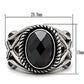 MATK322 - High polished (no plating) Stainless Steel Ring with AAA Grade CZ  in Black Diamond