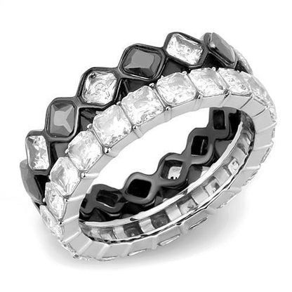 MATK3231 - Two-Tone IP Black (Ion Plating) Stainless Steel Ring with AAA Grade CZ  in Black Diamond