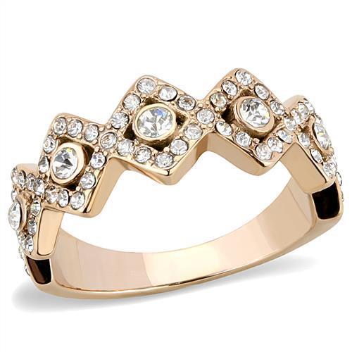 MATK3237 - IP Rose Gold(Ion Plating) Stainless Steel Ring with Top Grade Crystal  in Clear