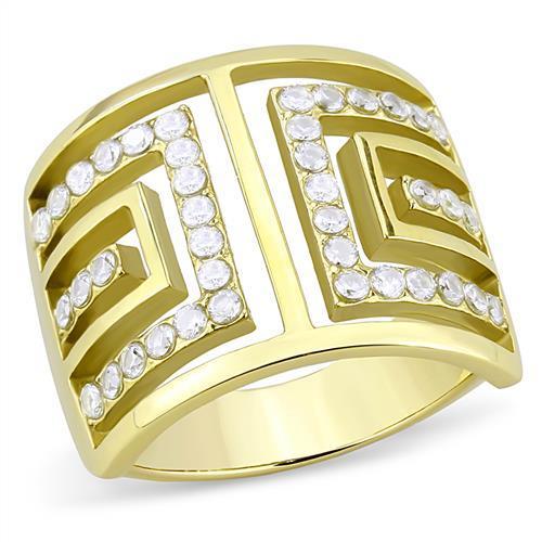 MATK3238 - IP Gold(Ion Plating) Stainless Steel Ring with AAA Grade CZ  in Clear