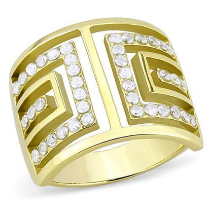 MATK3238 - IP Gold(Ion Plating) Stainless Steel Ring with AAA Grade CZ  in Clear