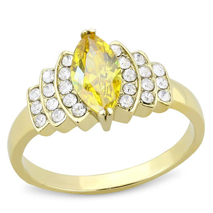 MATK3239 - IP Gold(Ion Plating) Stainless Steel Ring with AAA Grade CZ  in Topaz
