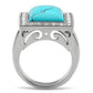 MATK323 - High polished (no plating) Stainless Steel Ring with Synthetic Turquoise in Sea Blue