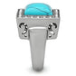 MATK323 - High polished (no plating) Stainless Steel Ring with Synthetic Turquoise in Sea Blue